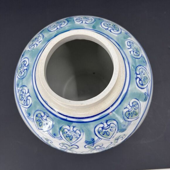 Vintage Chinese Lillies & Ducks Porcelain Lidded Ginger Jar Asian Decor - Picture 7 of 10